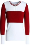 SANDRO WOMAN COLOR-BLOCK KNITTED TOP OFF-WHITE,AU 4146401444365313