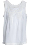 CURRENT ELLIOTT CURRENT/ELLIOTT WOMAN PINTUCKED BRODERIE ANGLAISE COTTON-VOILE BLOUSE IVORY,3074457345619444229