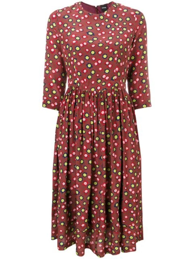 Aspesi Flower Print Midi Dress In Brown