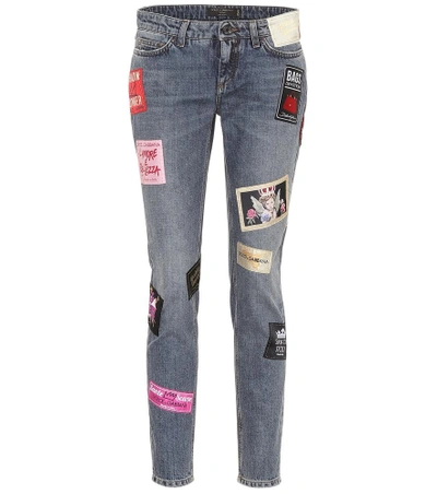 Dolce & Gabbana Cropped Mid-rise Skinny Jeans In Blue