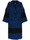 ALANUI ALANUI ANIMALIER KNIT WOOL COAT - BLUE