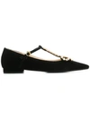 ANNA BAIGUERA ANNA BAIGUERA CRYSTAL EMBELLISHED T-BAR BALLERINAS - 黑色