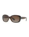 Ray Ban Gradient Nylon Rectangle Sunglasses In Havana Polarized