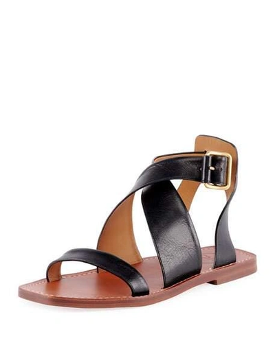 Chloé Virginia Flat Strappy Sandals In Black