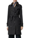 Burberry Waterloo Heritage Double-breasted Trench Coat In Black