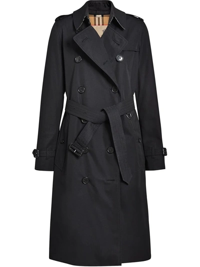 Burberry The Long Kensington Heritage Trench Coat In Black