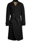 Burberry Kensington Heritage Long Trench Coat In Black