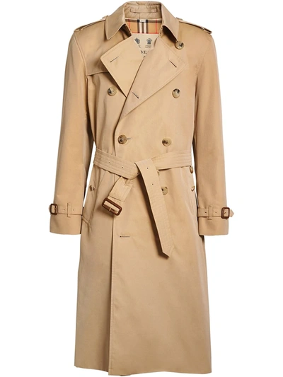 Burberry The Mid-length Kensington Heritage Trench Coat In Blue,yellow