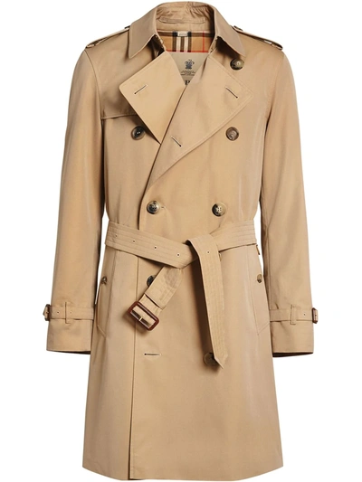 Burberry The Mid-length Kensington Heritage Trench Coat In Blue,yellow