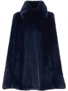 BURBERRY BURBERRY FAUX FUR CAPE - BLUE