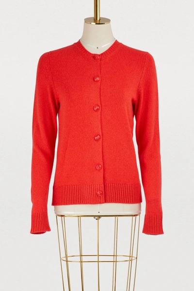 Barrie Arran Pop Cashmere Cardigan In New Red