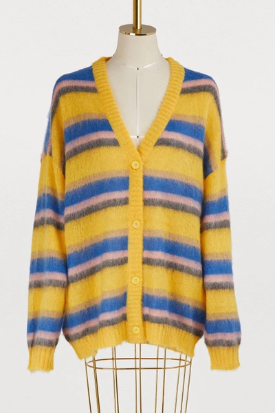 Miu Miu Mohair Cardigan Miu Miu Mohair Cardigan In Yellow