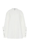 JIL SANDER GLORIA COLLARLESS COTTON SHIRT,JSWO606205WO240300