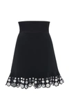 DAVID KOMA SCALLOP-EMBROIDERED CREPE SKIRT,SS19DK24S