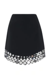 DAVID KOMA EMBROIDERED LASER-CUT CADY MINI SKIRT,SS19DK26S