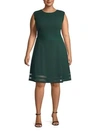CALVIN KLEIN Plus Stripe A-Line Dress,0400097511661