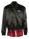 Marcelo Burlon County Of Milan Black Polyamide 'cupido' Tartan Bomber Jacket In Black Multicolor