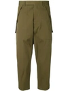 RICK OWENS RICK OWENS CROPPED CARGO TROUSERS - GREEN