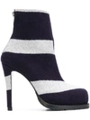 SACAI SACAI STRIPED ANKLE BOOTS - BLUE