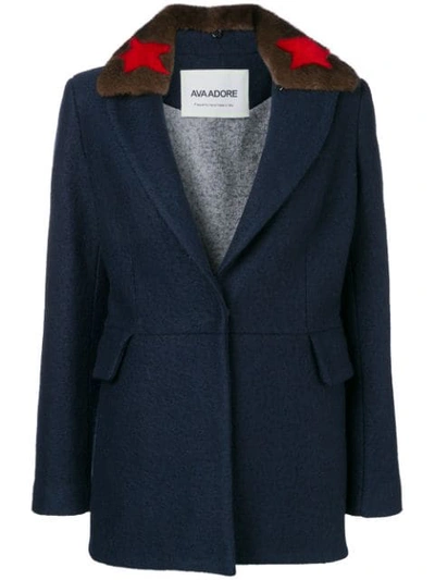 Ava Adore Fur Collar Coat - 蓝色 In Blue