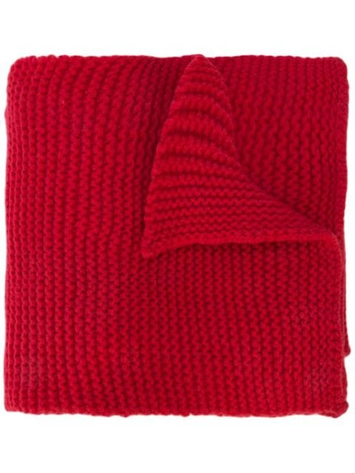 Camiel Fortgens 针织羊毛围巾 - 红色 In Red