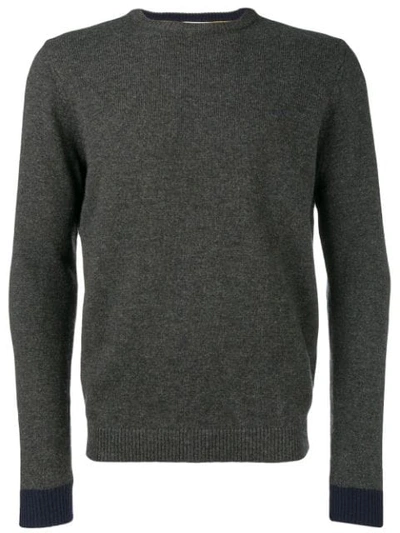 Sun 68 Contrast Hem Fitted Sweater - 灰色 In Grey