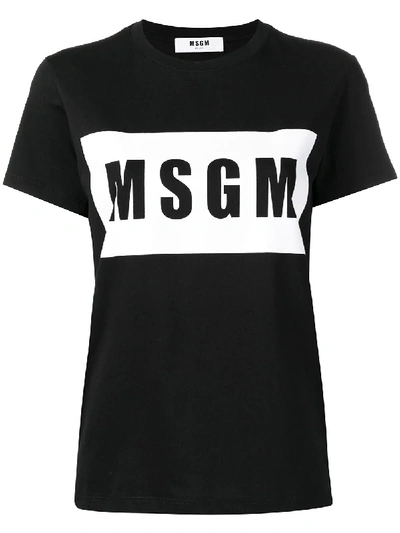 Msgm Logo印花全棉t恤 - 黑色 In Black