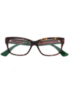 Gucci Rectangular Frame Glasses In Brown