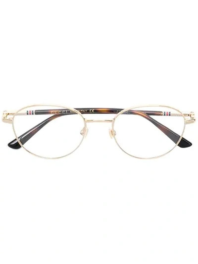 Gucci Eyewear Oval Frame Glasses - 金属色 In Metallic