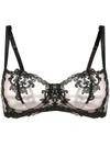 Fleur Of England Onyx Lace-embroidered Mesh Underwired Bra In Black