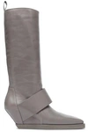 RICK OWENS WOMAN LEATHER WEDGE BOOTS GRAY,AU 1016843420017124