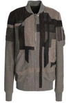 RICK OWENS WOMAN PATCHWORK-EFFECT WOOL BOMBER JACKET TAUPE,GB 3024088872822954