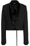 ANN DEMEULEMEESTER WOMAN CHENILLE-TRIMMED METALLIC WOOL-BLEND CREPE JACKET BLACK,GB 3024088872821954