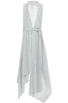 ANN DEMEULEMEESTER WOMAN DRAPED EMBROIDERED COTTON-TULLE VEST GREY GREEN,GB 3024088873083437