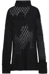 ANN DEMEULEMEESTER WOMAN OPEN-KNIT MOHAIR-BLEND TURTLENECK SWEATER BLACK,AU 3024088873090075