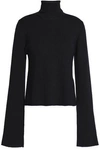 ANN DEMEULEMEESTER WOMAN RIBBED WOOL AND CASHMERE-BLEND TURTLENECK SWEATER BLACK,AU 3024088873091821