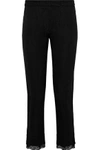 ANN DEMEULEMEESTER CROPPED LACE-TRIMMED WOOL-BLEND TWILL SLIM-LEG PANTS,3074457345619381659