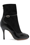 CHARLOTTE OLYMPIA CHARLOTTE OLYMPIA WOMAN INCOGNITO SUEDE AND LEATHER ANKLE BOOTS BLACK,3074457345619074030