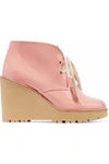 RED VALENTINO RED(V) WOMAN PATENT-LEATHER WEDGE ANKLE BOOTS ANTIQUE ROSE,3074457345619096846