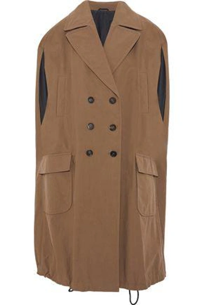 Brunello Cucinelli Double-breasted Cotton-gabardine Waistcoat In Camel