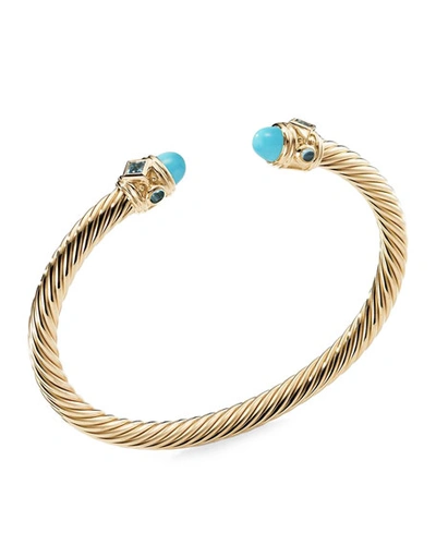 David Yurman Renaissance 18k Gold, Turquoise & Topaz Bracelet