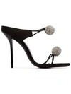 SAINT LAURENT PIERRE 110 SATIN AND LEATHER CRYSTAL BALL SHOES