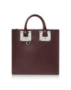 SOPHIE HULME OXBLOOD SADDLE LEATHER SQUARE ALBION TOTE,10720061