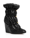 STUART WEITZMAN WOMEN'S DUVET ROUND TOE STUDDED LEATHER WEDGE BOOTS,DUVESTUD