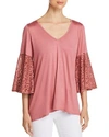STATUS BY CHENAULT STATUS BY CHENAULT LACE BELL SLEEVE TOP - 100% EXCLUSIVE,3411J1031B