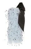 RICHARD QUINN One-Shoulder Feather Midi Dress,RQSS1938