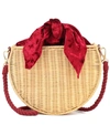 KAYU DYLAN VELVET AND STRAW TOTE,P00339159