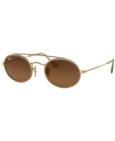 Ray Ban Ray-ban Sunglasses, Rb3847n Oval Double Bridge In Gradient Brown