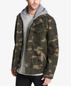 Levi's Men's Sherpa Lined Two Pocket Hooded Trucker Jacket In Olive Camo
