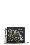 BALENCIAGA BLACK LEATHER GRAFFITI WALLET,10720478